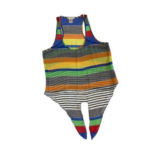 Timing Rainbow Front Tie Sheer Crop Top Sz S